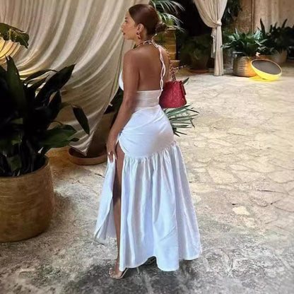 Dames Élégante Robe de Plage avec Fente Latérale et Décolleté en V Profond Chic und Stil