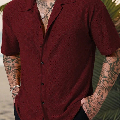 Chemise à manches courtes pour hommes avec broderie délicate en dentelle Chic und Stil