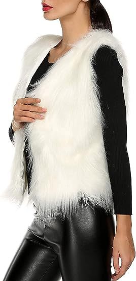 Dames Gilet en fausse fourrure douce avec coupe ouverte et doublure intérieure douce Chic und Stil