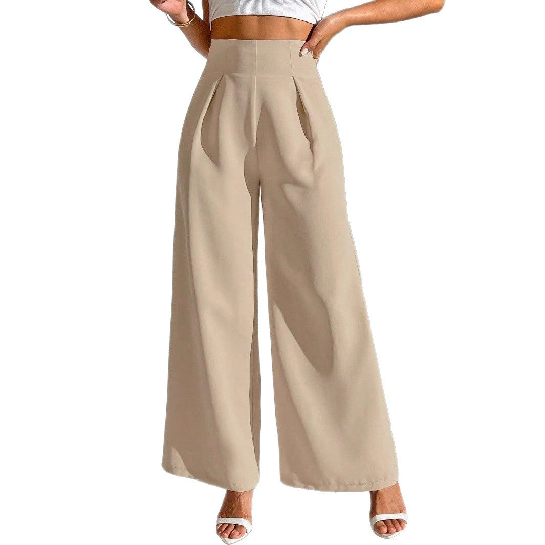 High-waisted wide-leg pants for women with decorative pleats Chic and Style