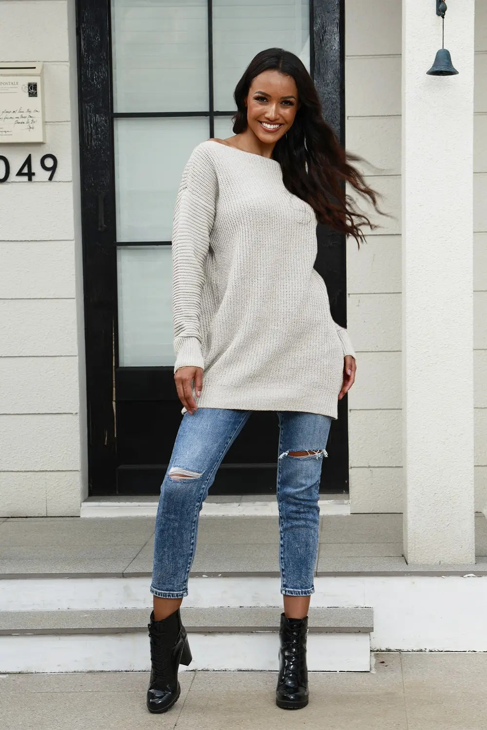 Pull en tricot surdimensionné pour femmes avec un motif texturé doux Chic und Stil