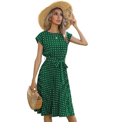Robe A-ligne à pois pour femmes avec cordon de taille Chic und Stil