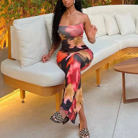 Robe maxi florale sans manches Chic und Stil pour femmes