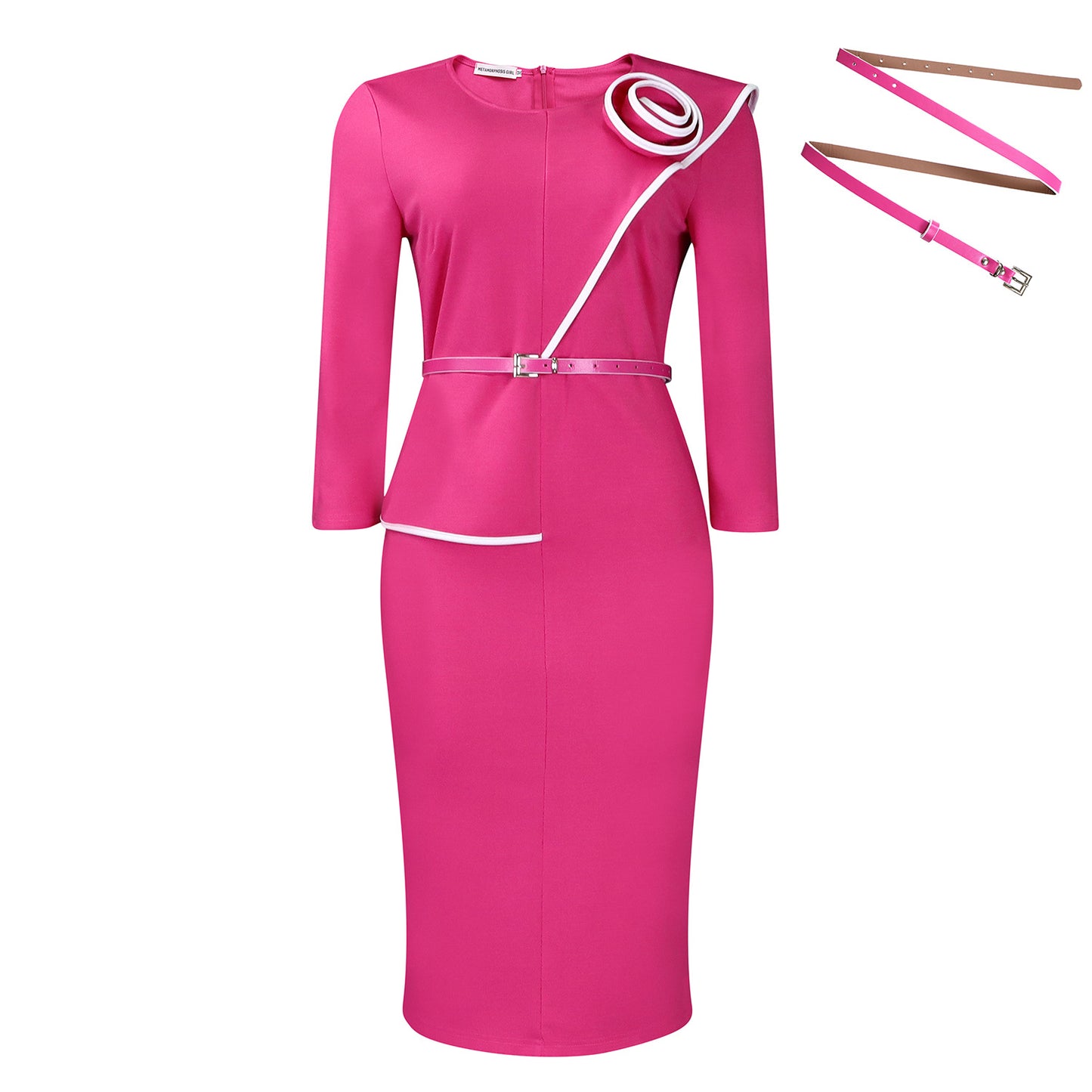 Robes pour femmes Robe crayon élégante avec des détails contrastés asymétriques et une ceinture cintrée Chic und Stil