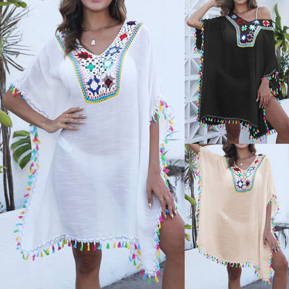 Dames franges bordure crochet plage surplis Chic und Stil