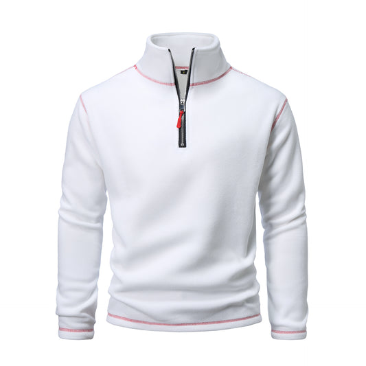 Fleece pullover for men with high collar and half-zip Chic and Style