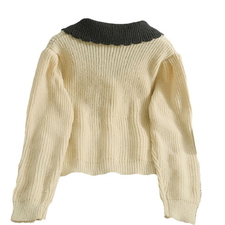 Dames cardigan avec col vintage et grands détails de bouton Chic und Stil