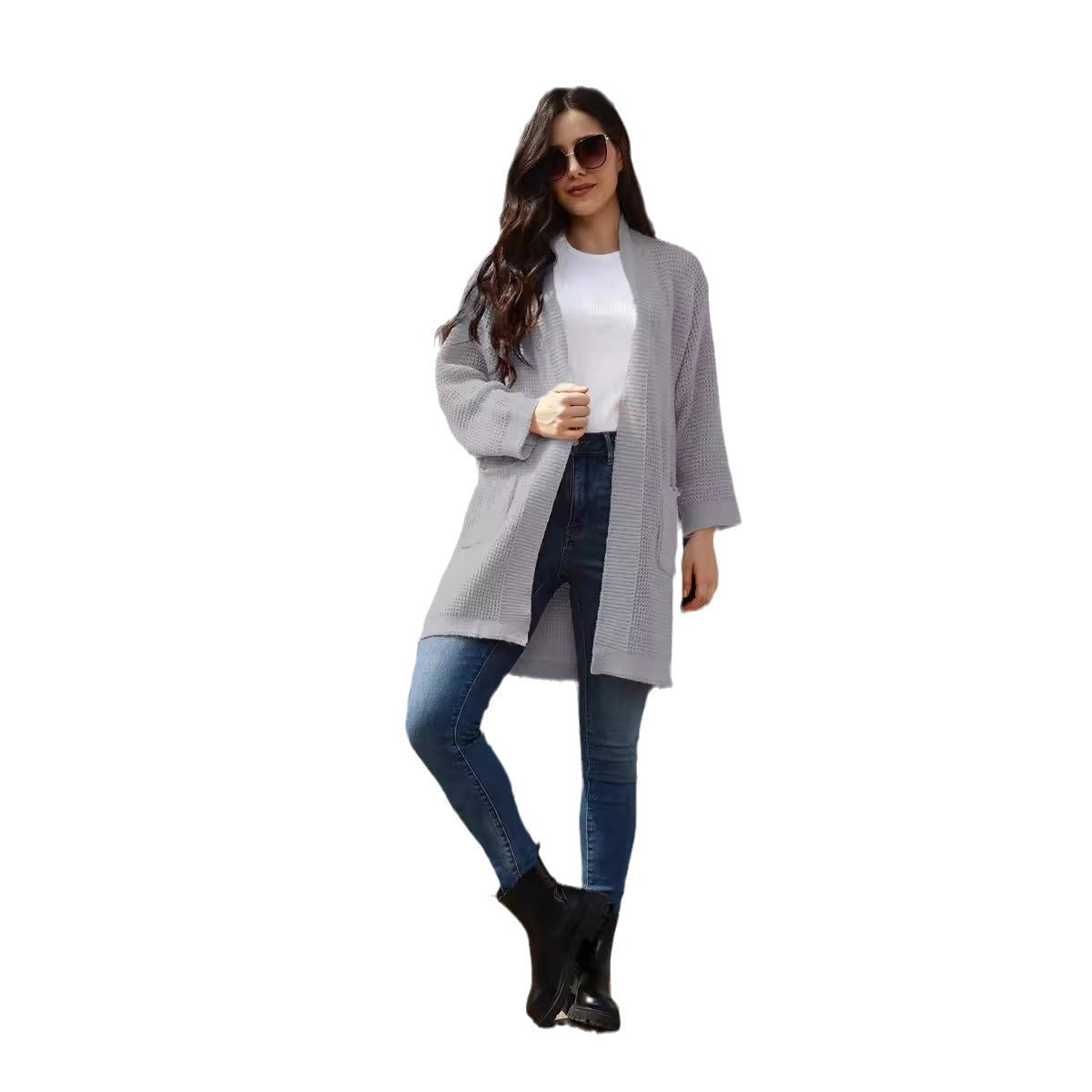Cardigan en tricot décontracté pour femmes avec poches pratiques et devant ouvert Chic und Stil
