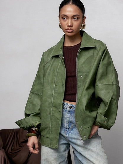 Chic und Stil Veste oversize décontractée pour femmes en daim vegan