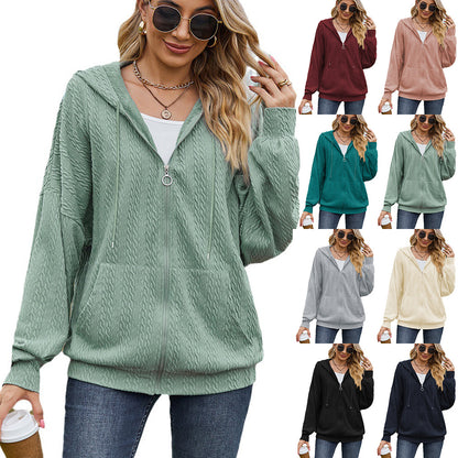 Dames Pull à capuche surdimensionné avec motif texturé et poches pratiques Chic und Stil