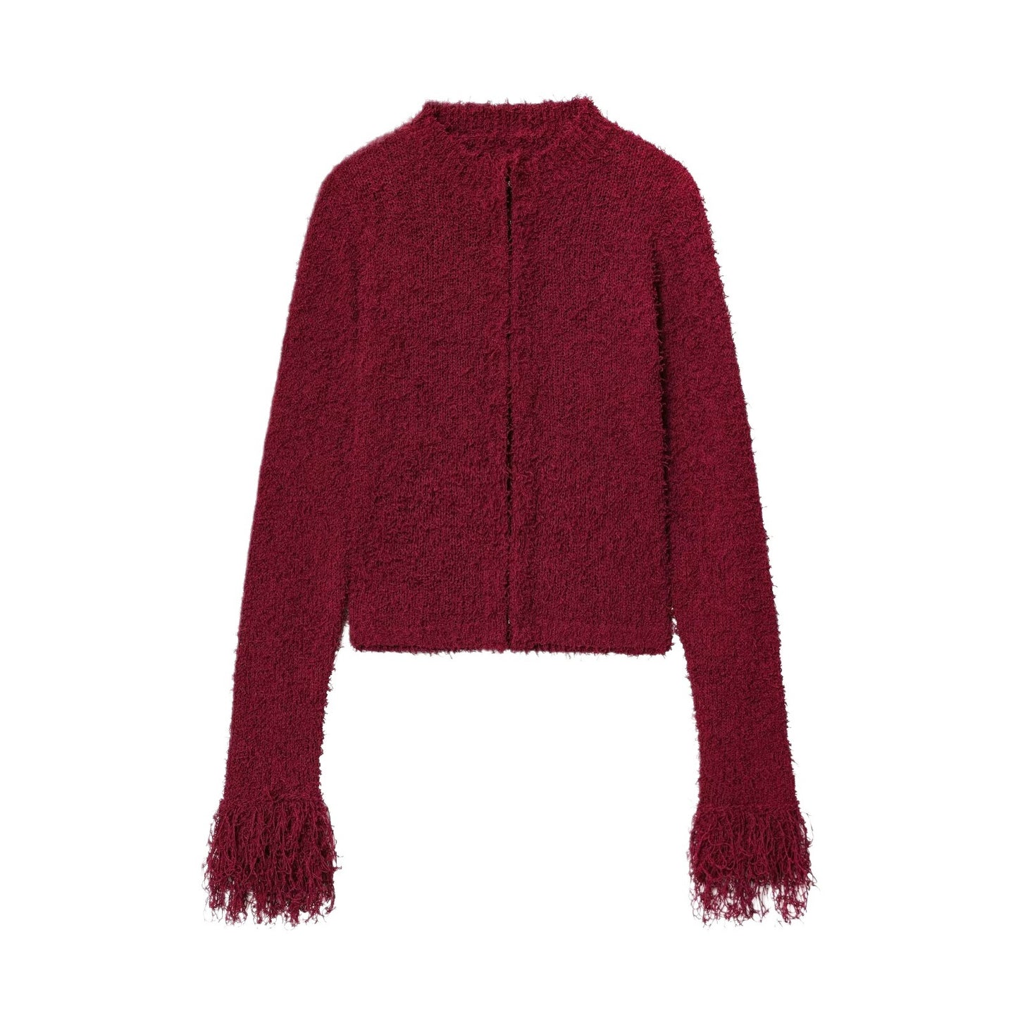 Dames Gilet en maille confortable avec des manches frangées et un col à la mode Chic und Stil