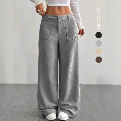Wide corduroy pants for women with pockets Chic and Style