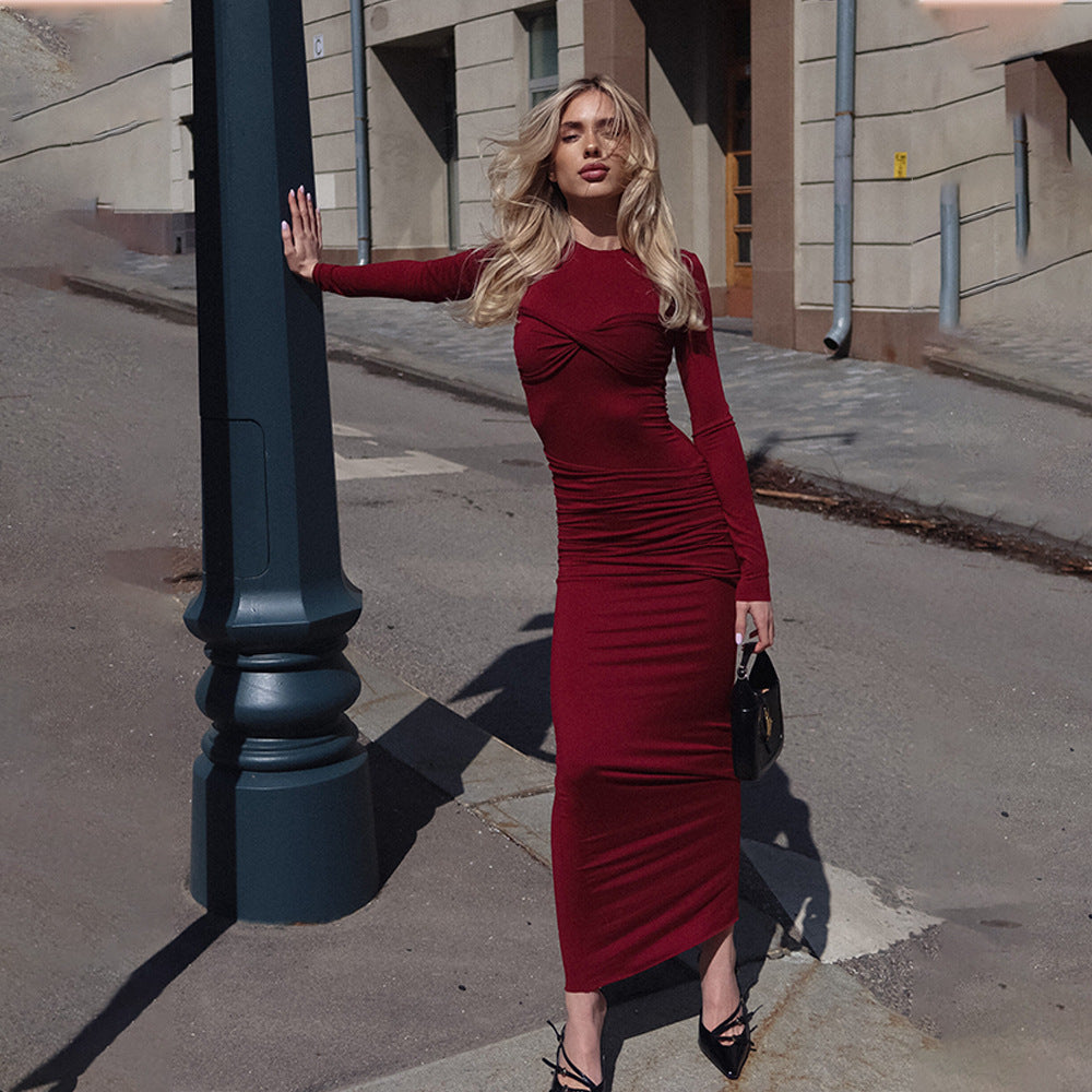 Robe maxi élégante et ajustée pour femmes avec fronces Chic und Stil