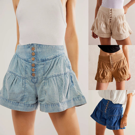 Shorts décontractées pour femmes avec détails de boutons et taille élastique Chic und Stil