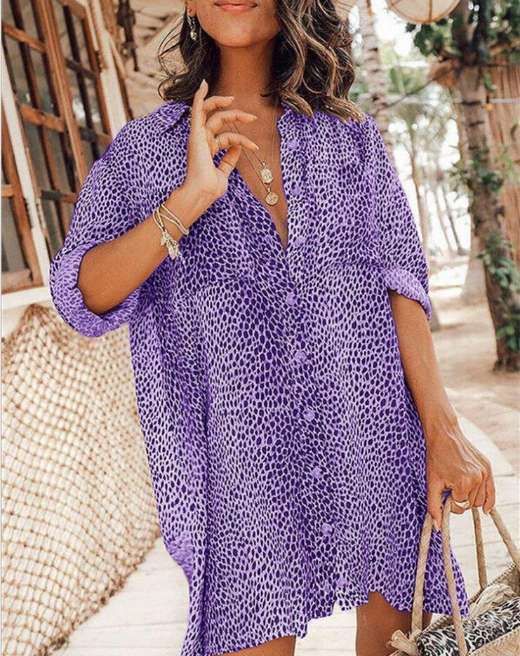 Robe chemise pour femmes avec motif animal et coupe décontractée Chic und Stil