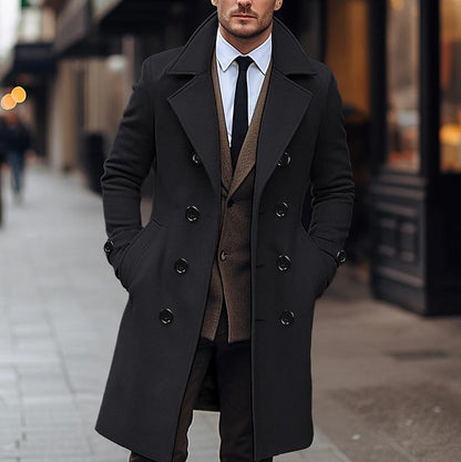 Elegant wool coat for men with double-breasted buttons and large lapels Chic und Stil
