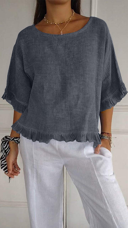 Blouse décontractée pour femmes avec bordure froncée Chic und Stil
