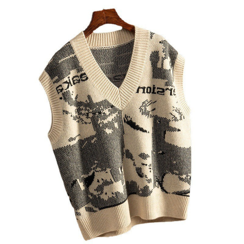Pull sans manches en tricot graphique pour femmes Chic und Stil