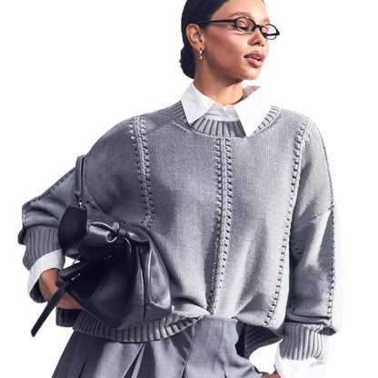 Pull en maille épaisse pour femmes avec une structure élégante et une coupe ample Chic und Stil
