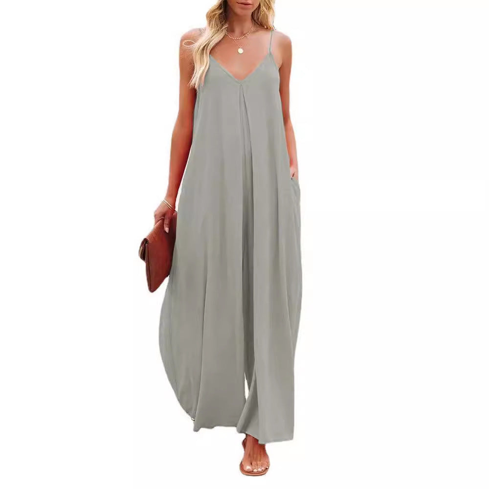 Robe maxi femme avec bretelles réglables et poches latérales Chic und Stil