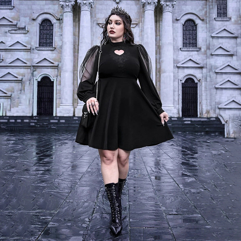 Robe mini évasée élégante pour femmes avec détail de manches transparentes Chic und Stil