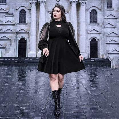 Robe mini évasée élégante pour femmes avec détail de manches transparentes Chic und Stil