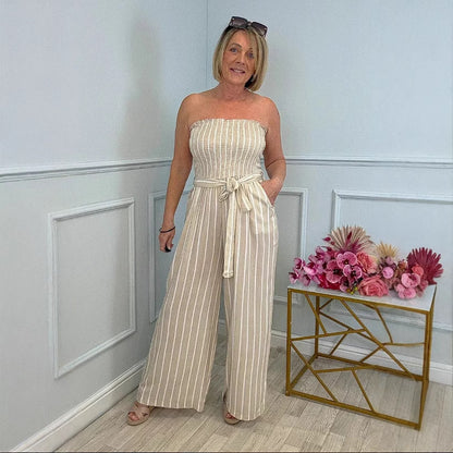 Combinaison bandeau pour femmes avec jambes larges et ceinture à nouer Chic und Stil