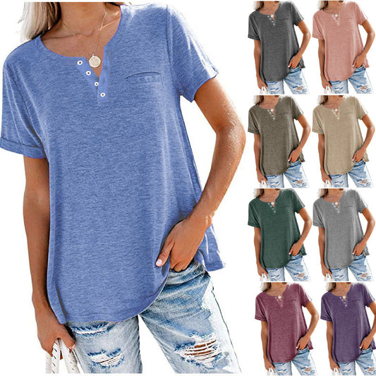 T-shirt pour femmes de haute qualité avec détail de bouton et coupe décontractée Chic und Stil
