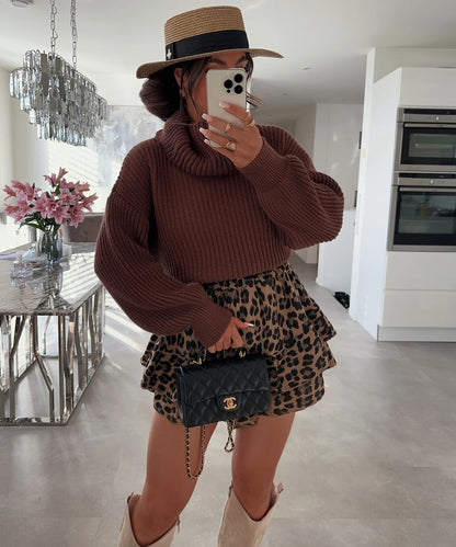 Pull en laine pour femmes avec col haut et manches volumineuses Chic und Stil