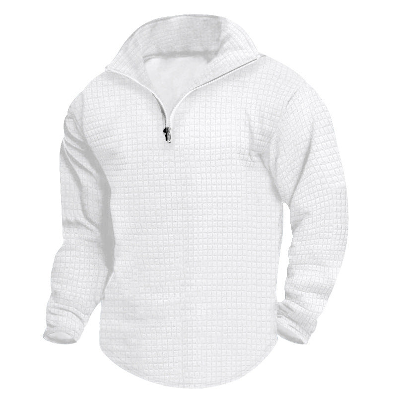 Pull en polyester à col montant pour homme, avec fermeture éclair pratique et design texturé Chic und Stil