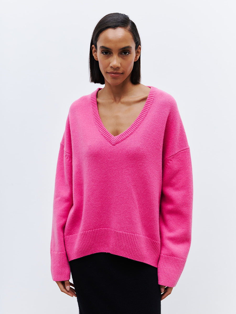 Dames Oversized V-Cou Tricot Pull Chic und Stil