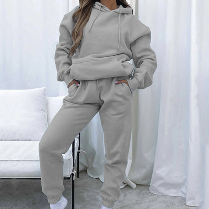 Pull en molleton à capuche décontracté pour femmes avec coupe ample et pantalon de jogging confortable Chic und Stil