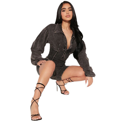 Dames Combinaison stylée avec manches bouffantes modernes Chic und Stil