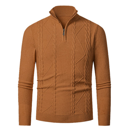 Knitted pull for men with half zip and textured pattern Chic und Stil