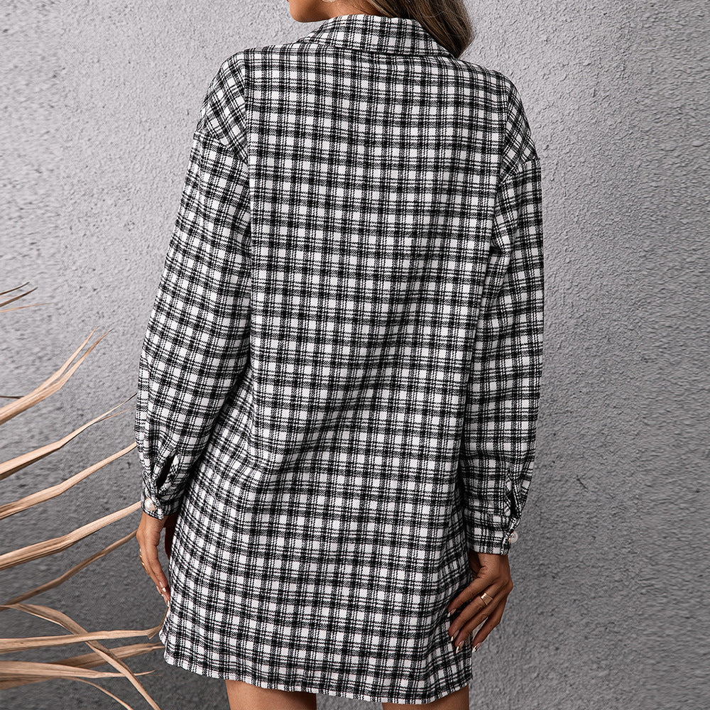 Robe chemise à carreaux pour femme Chic und Stil