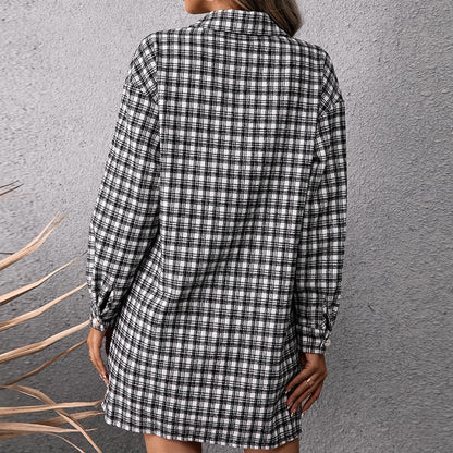 Robe chemise à carreaux pour femme Chic und Stil