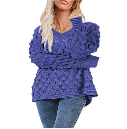 Pull en tricot pour femmes avec design en nid d'abeille texturé Chic und Stil