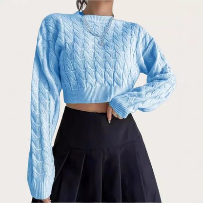 Pull over court en laine douce pour femmes avec motif torsadé Chic und Stil