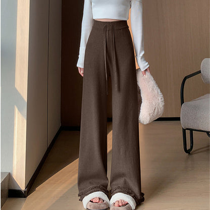 Ladies Elegant and Comfortable High-Waisted Pants with Stylish Fringes Chic and Style
