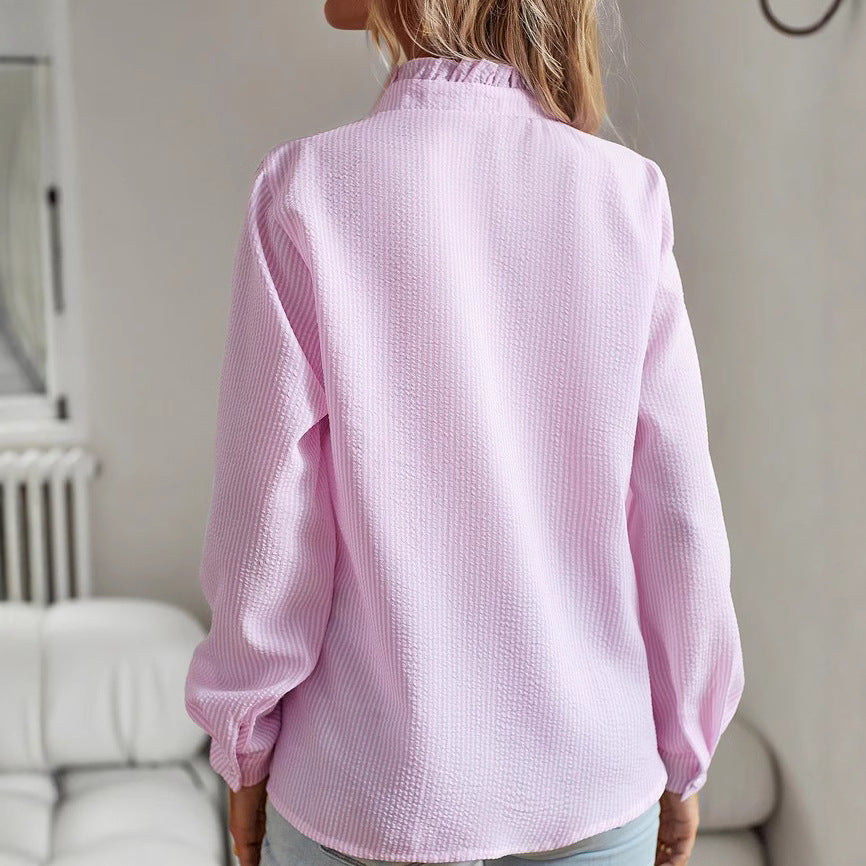 Blouse pour femmes avec détails froncés et mélange de coton durable Chic und Stil