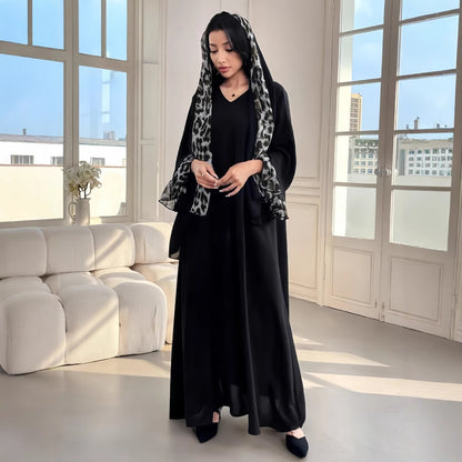 Robe maxi fluide pour dames avec des manches élégantes et décolleté en V Chic und Stil
