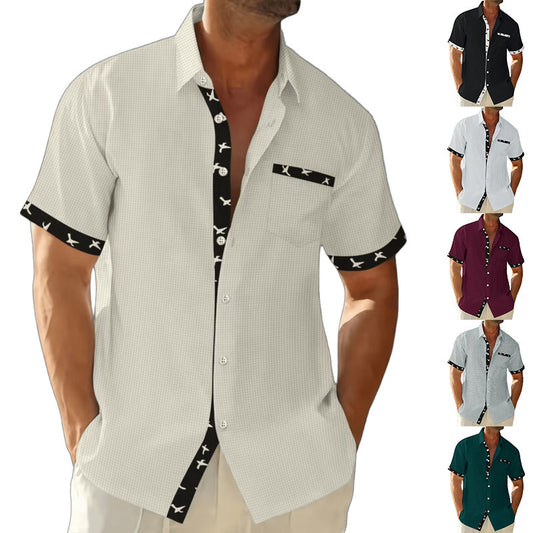 Chemise à manches courtes pour hommes avec col à la mode et poche poitrine Chic und Stil