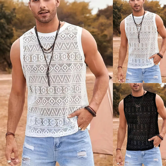 T-shirt à manches sans manches pour hommes avec design texturé Chic und Stil