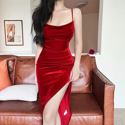 Robe sous-vêtement Bodycon en velours pour femmes Chic und Stil