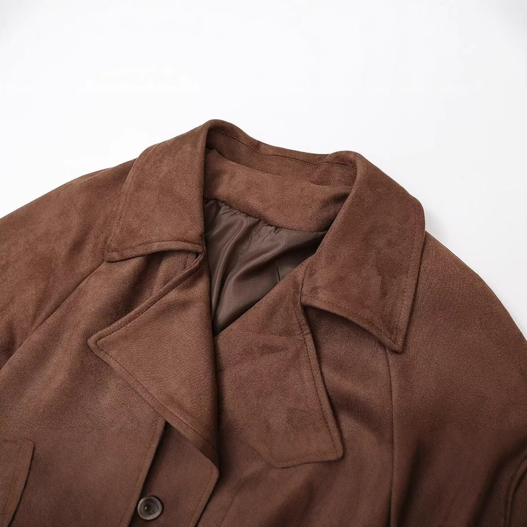 Dames élégant trench-coat en suède de haute qualité Chic und Stil