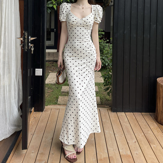 Dames Élégante Robe Maxidots Chic und Stil