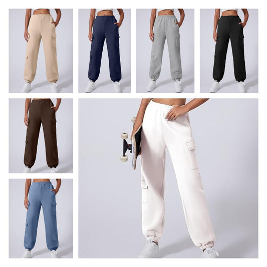 Cargo pants for ladies with elastic waist and practical side pockets Chic and Style
