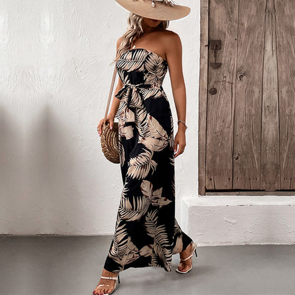 Salopette maxi sans manches pour femmes avec détail de ceinture à nouer Chic und Stil
