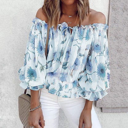 Blouse romantique pour femmes avec motif floral et manches volantées Chic und Stil