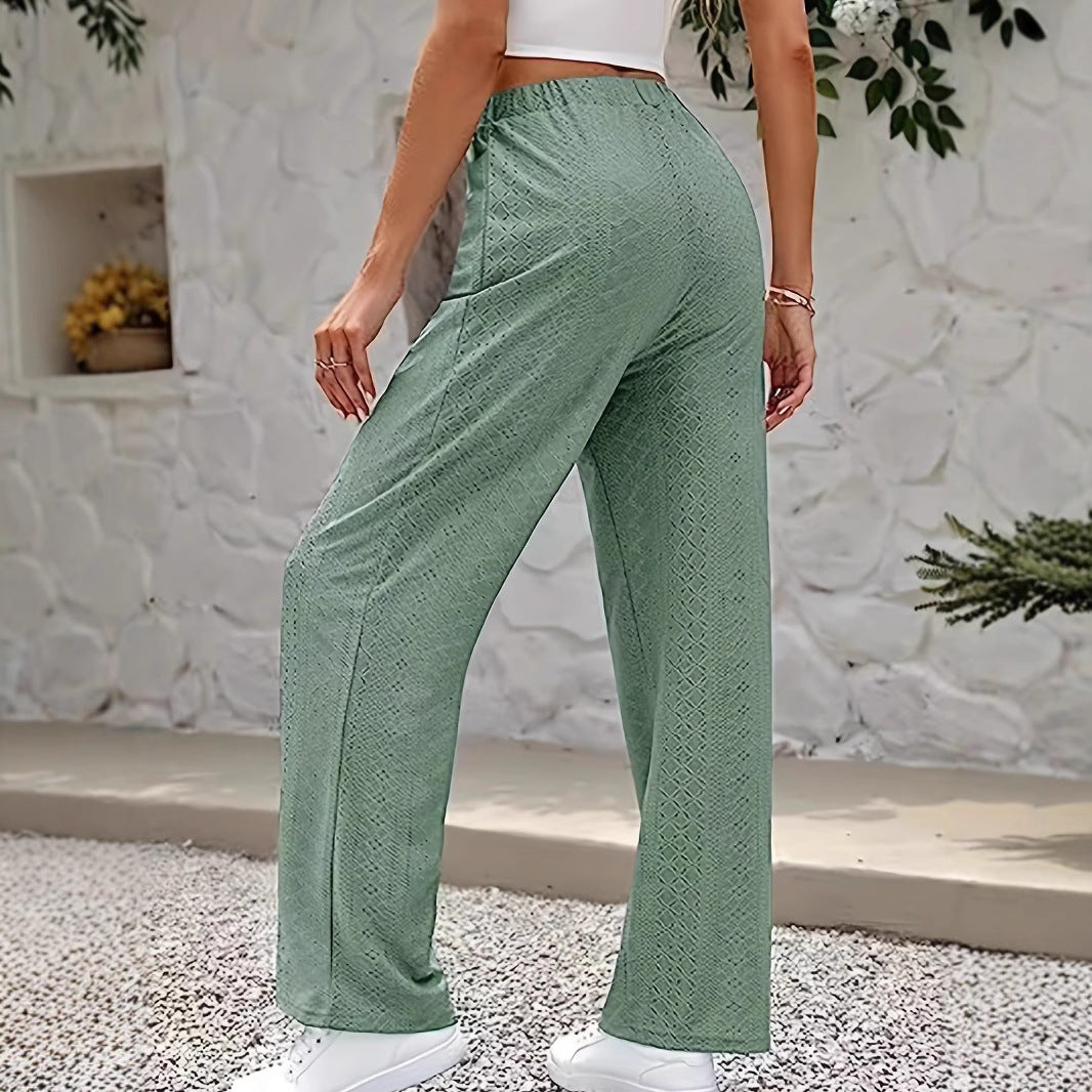 Wide pants for women with an elegant perforated pattern and high waist Chic and Style